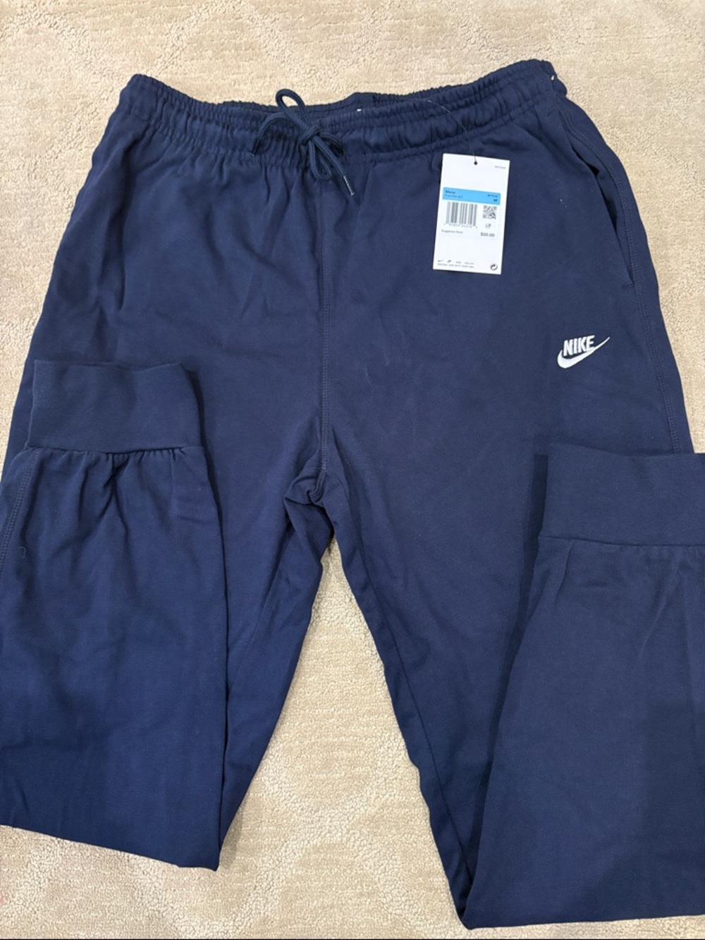 Nike Kids Navy Blue Joggers with White Swoosh